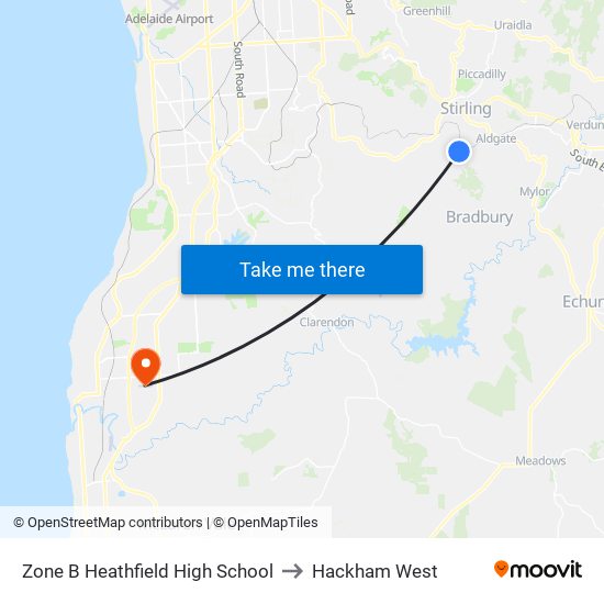 Zone B Heathfield High School to Hackham West map