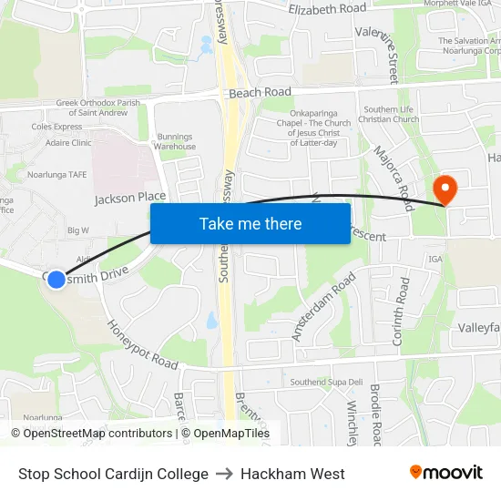 Stop School Cardijn College to Hackham West map