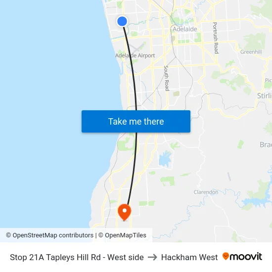 Stop 21A Tapleys Hill Rd - West side to Hackham West map