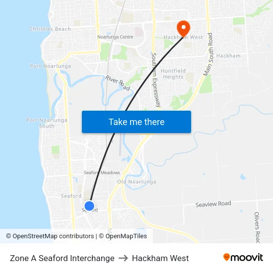 Zone A Seaford Interchange to Hackham West map