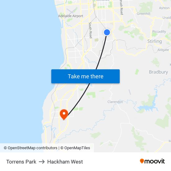 Torrens Park to Hackham West map