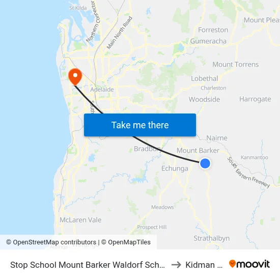 Stop School Mount Barker Waldorf School Sims Rd to Kidman Park map