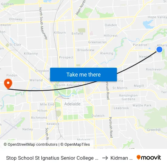 Stop School St Ignatius Senior College Manresa Ct to Kidman Park map