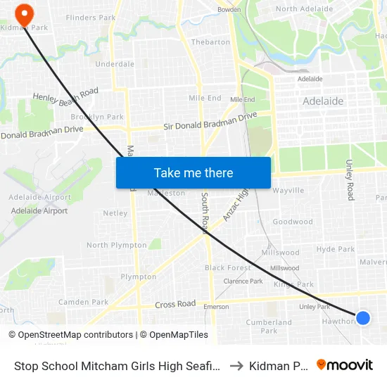 Stop School Mitcham Girls High Seafield Av to Kidman Park map
