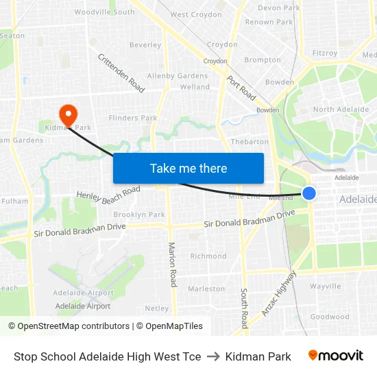 Stop School Adelaide High West Tce to Kidman Park map