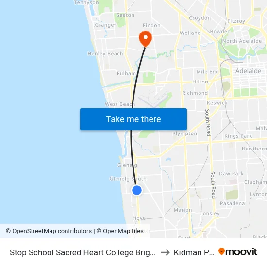 Stop School Sacred Heart College Brighton Rd to Kidman Park map