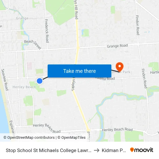 Stop School St Michaels College Lawrie St to Kidman Park map