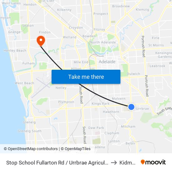 Stop School Fullarton Rd / Urrbrae Agricultural High School - West side to Kidman Park map