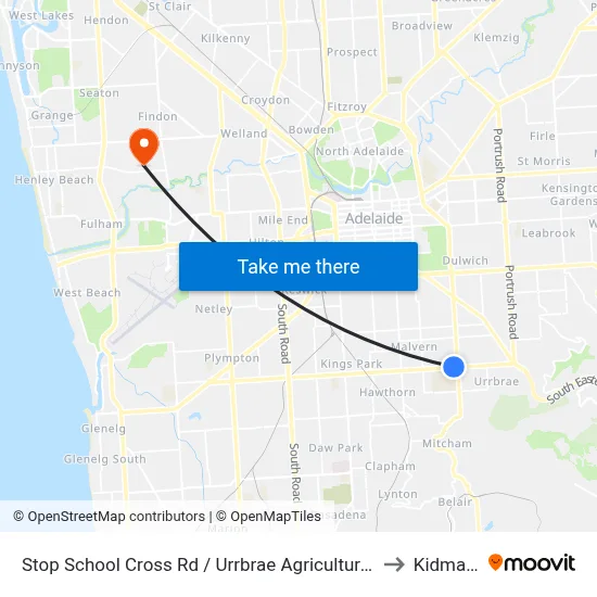 Stop School Cross Rd / Urrbrae Agricultural High School - North side to Kidman Park map