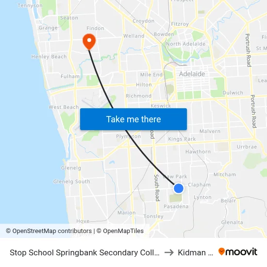 Stop School Springbank Secondary College Daws Rd to Kidman Park map