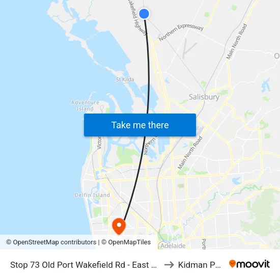 Stop 73 Old Port Wakefield Rd - East side to Kidman Park map