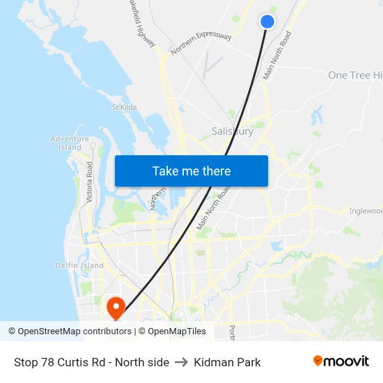 Stop 78 Curtis Rd - North side to Kidman Park map