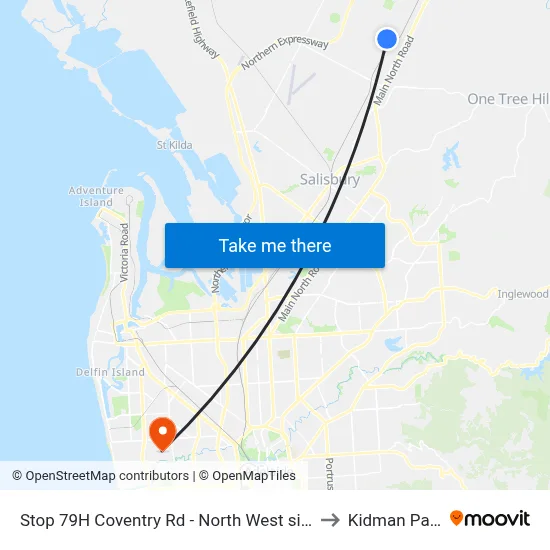 Stop 79H Coventry Rd - North West side to Kidman Park map