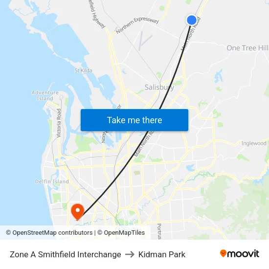 Zone A Smithfield Interchange to Kidman Park map