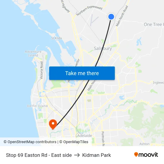 Stop 69 Easton Rd - East side to Kidman Park map