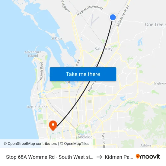 Stop 68A Womma Rd - South West side to Kidman Park map