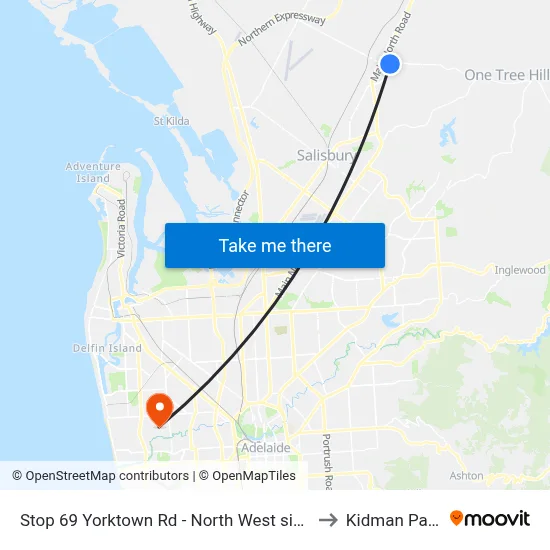 Stop 69 Yorktown Rd - North West side to Kidman Park map