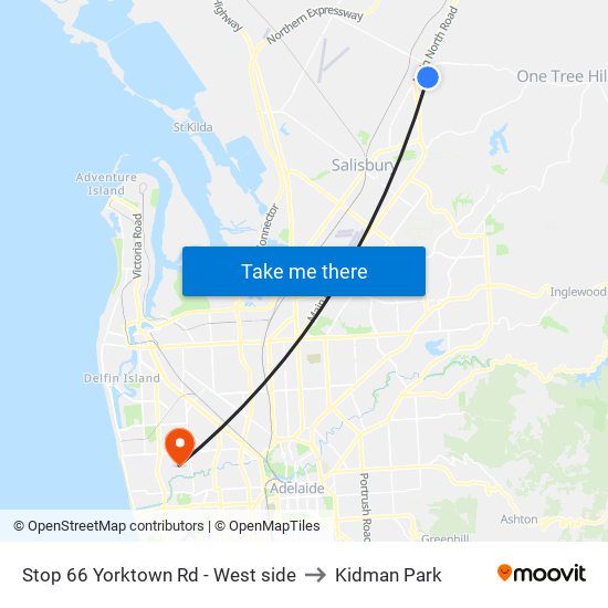 Stop 66 Yorktown Rd - West side to Kidman Park map