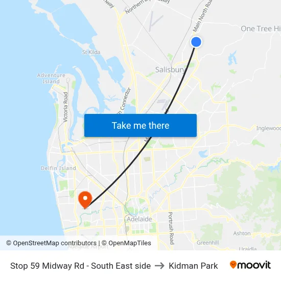 Stop 59 Midway Rd - South East side to Kidman Park map