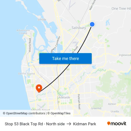 Stop 53 Black Top Rd - North side to Kidman Park map