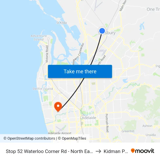 Stop 52 Waterloo Corner Rd - North East side to Kidman Park map