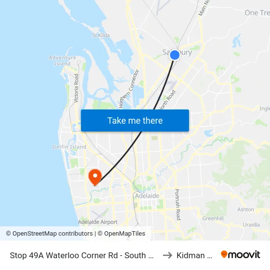 Stop 49A Waterloo Corner Rd - South West side to Kidman Park map