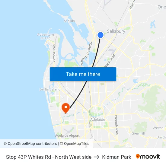 Stop 43P Whites Rd - North West side to Kidman Park map