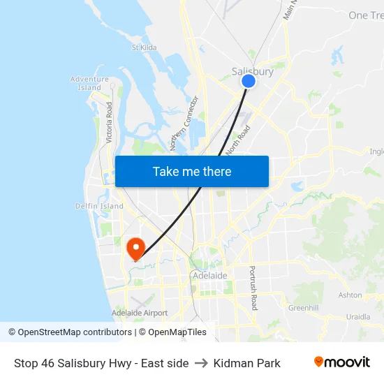 Stop 46 Salisbury Hwy - East side to Kidman Park map