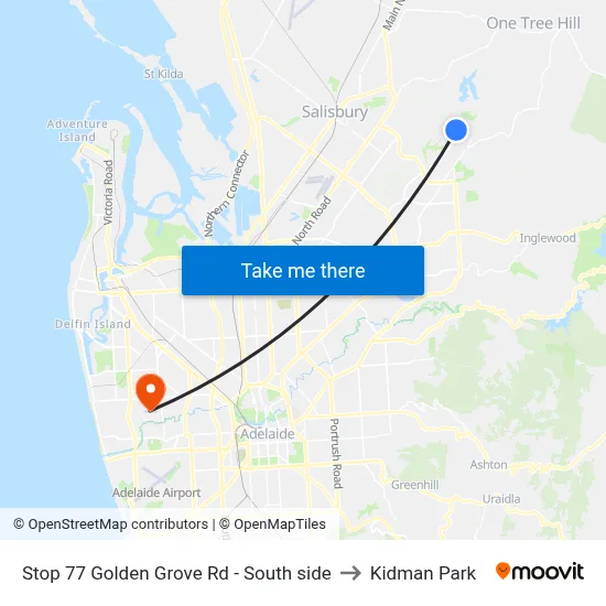 Stop 77 Golden Grove Rd - South side to Kidman Park map