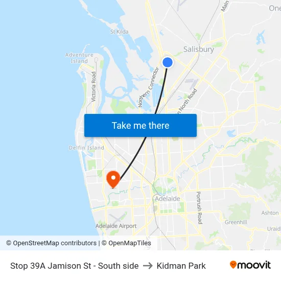 Stop 39A Jamison St - South side to Kidman Park map