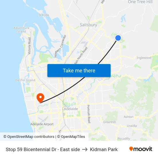 Stop 59 Bicentennial Dr - East side to Kidman Park map