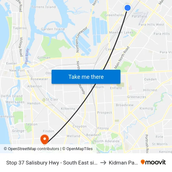 Stop 37 Salisbury Hwy - South East side to Kidman Park map