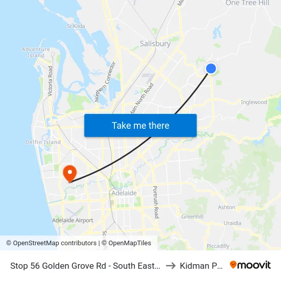 Stop 56 Golden Grove Rd - South East side to Kidman Park map