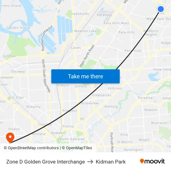 Zone D Golden Grove Interchange to Kidman Park map