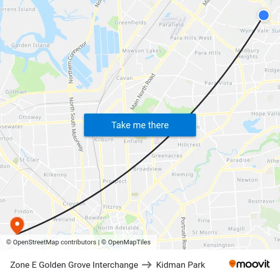 Zone E Golden Grove Interchange to Kidman Park map