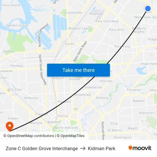Zone C Golden Grove Interchange to Kidman Park map