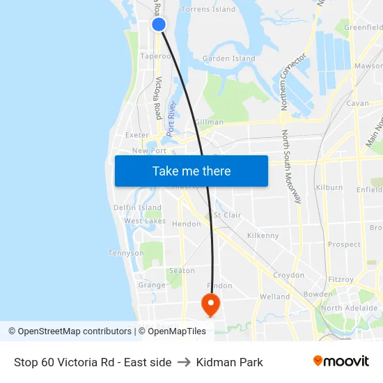 Stop 60 Victoria Rd - East side to Kidman Park map