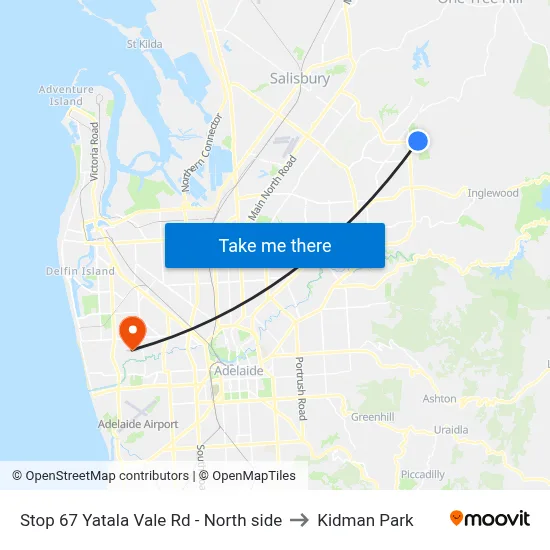 Stop 67 Yatala Vale Rd - North side to Kidman Park map