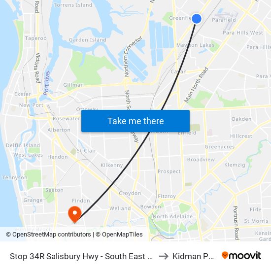 Stop 34R Salisbury Hwy - South East side to Kidman Park map