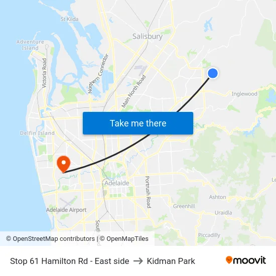 Stop 61 Hamilton Rd - East side to Kidman Park map