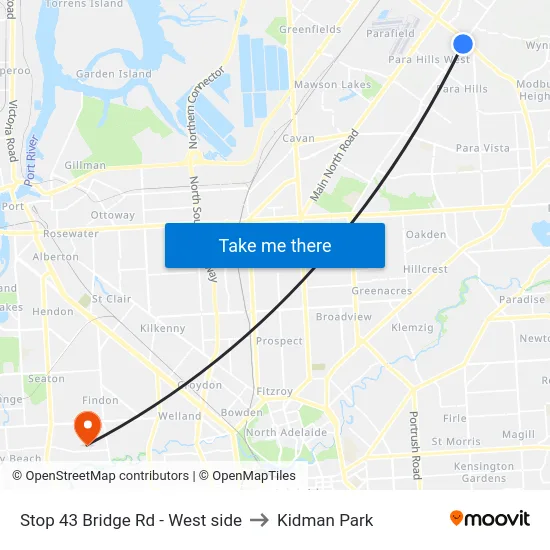 Stop 43 Bridge Rd - West side to Kidman Park map