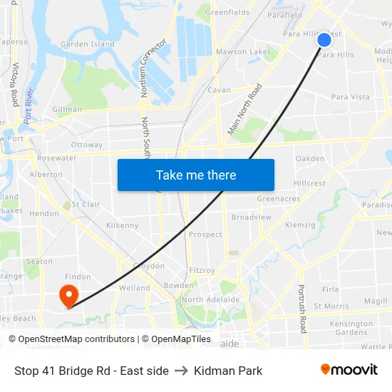 Stop 41 Bridge Rd - East side to Kidman Park map
