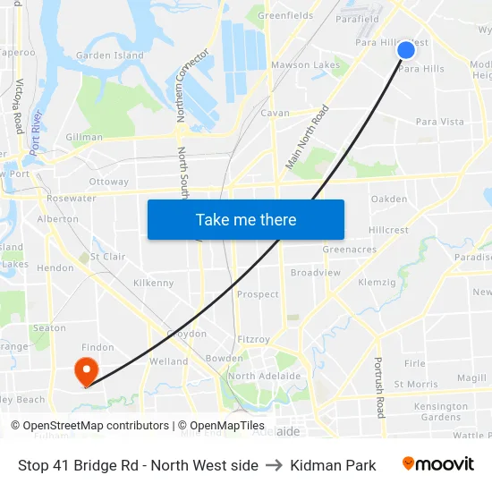 Stop 41 Bridge Rd - North West side to Kidman Park map