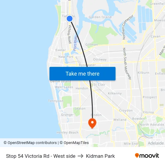 Stop 54 Victoria Rd - West side to Kidman Park map
