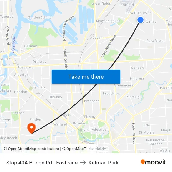 Stop 40A Bridge Rd - East side to Kidman Park map