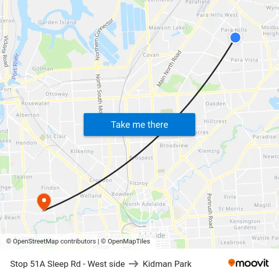 Stop 51A Sleep Rd - West side to Kidman Park map