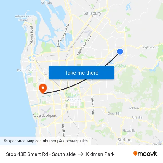 Stop 43E Smart Rd - South side to Kidman Park map