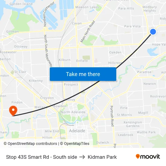 Stop 43S Smart Rd - South side to Kidman Park map