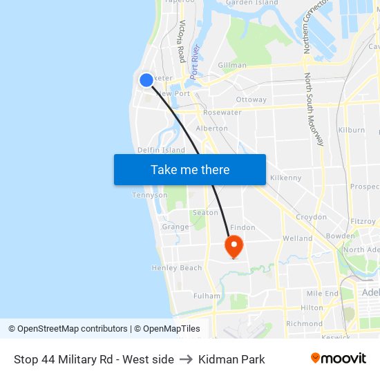 Stop 44 Military Rd - West side to Kidman Park map