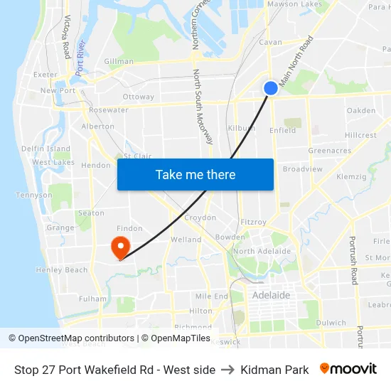 Stop 27 Port Wakefield Rd - West side to Kidman Park map